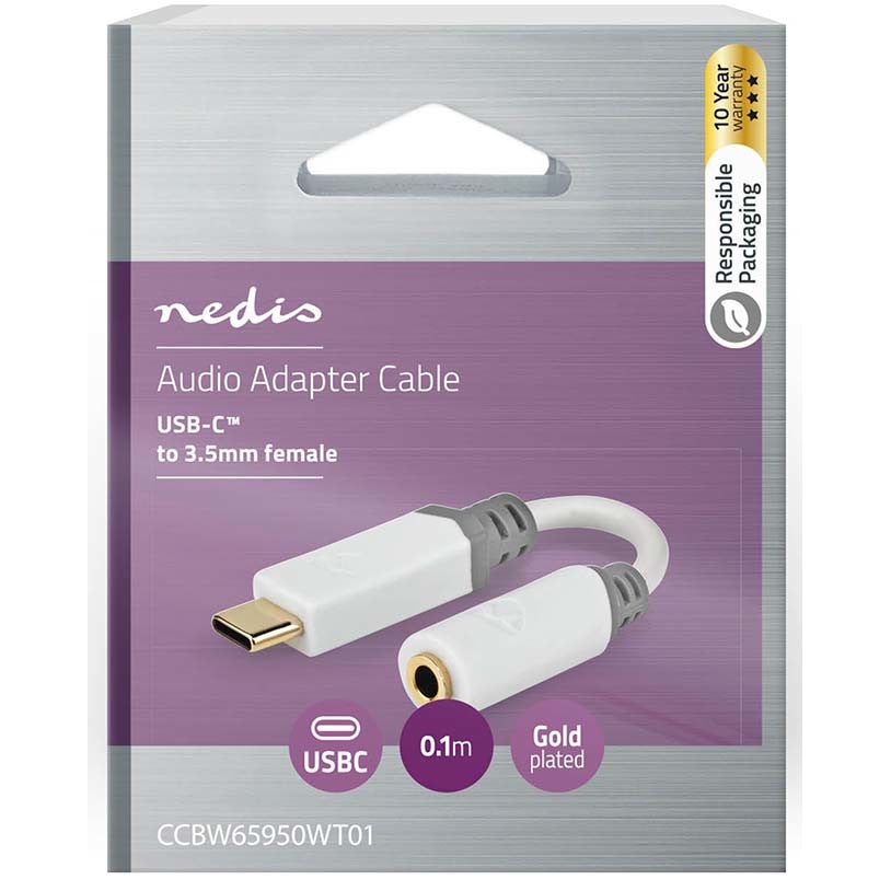 Nedis CCBW65950WT01 USB adapter USB-C male naar 3.5mm jack female 0.1m