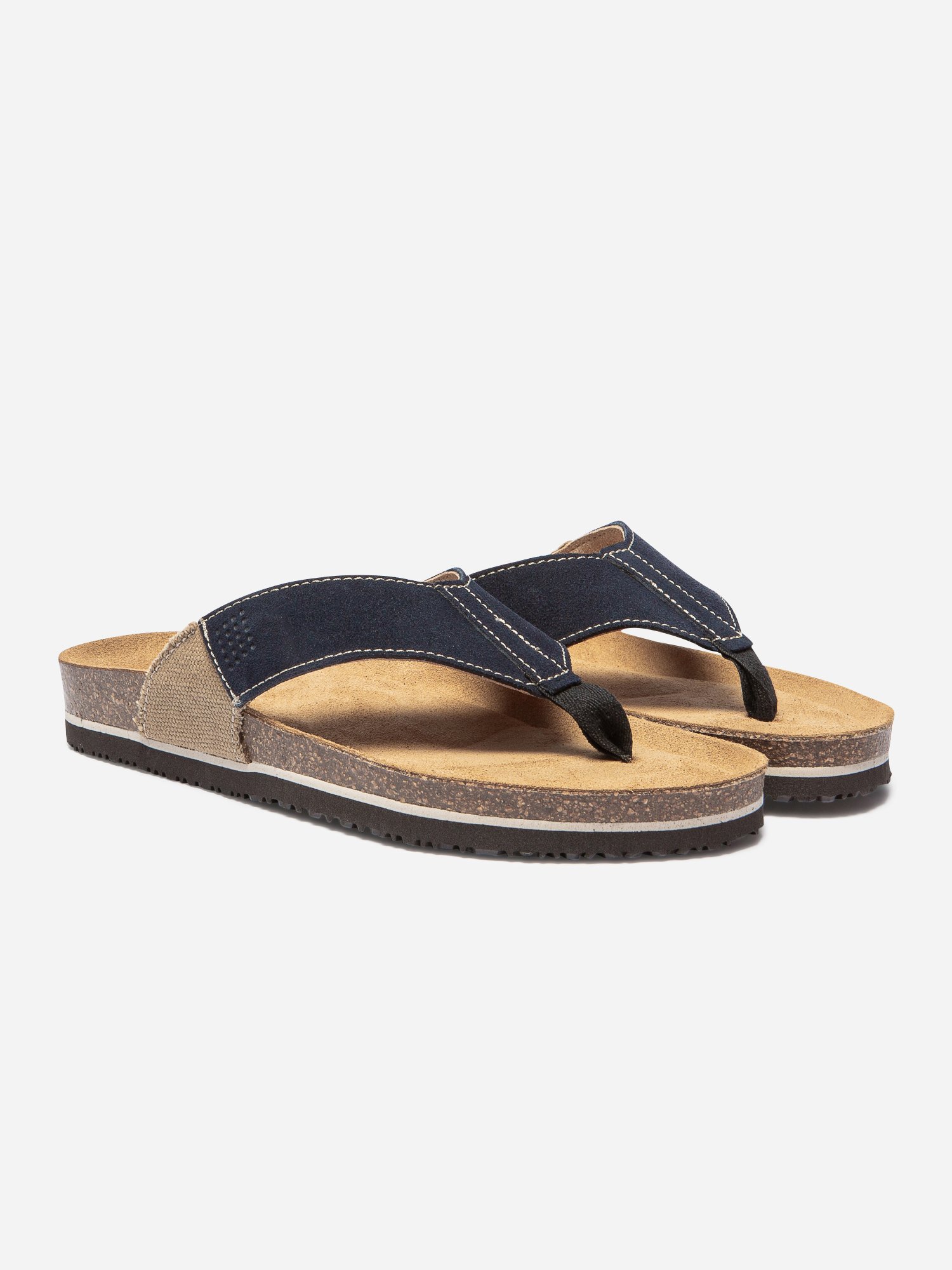 Tongs Homme Très Confort Mix Matières Marine