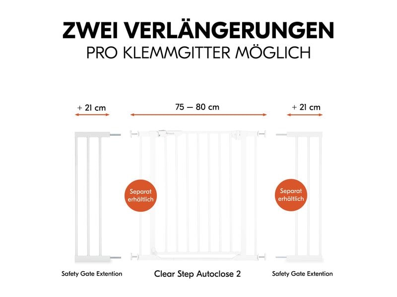Hauck Verlängerung Türschutzgitter 21 cm Weiss Safety Gate Extension für gängige Hauck Schutzgitter