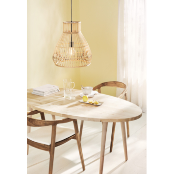 Caddo eetkamerstoel Lasse natural bruin teak hout met armleuning