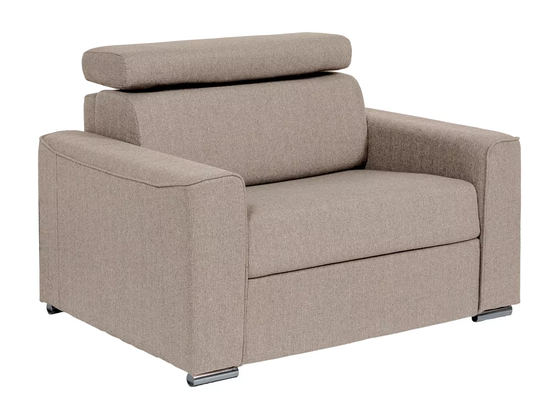 Fauteuil convertible express en tissu beige - Couchage 70 cm - Matelas 14 cm - VIZIR