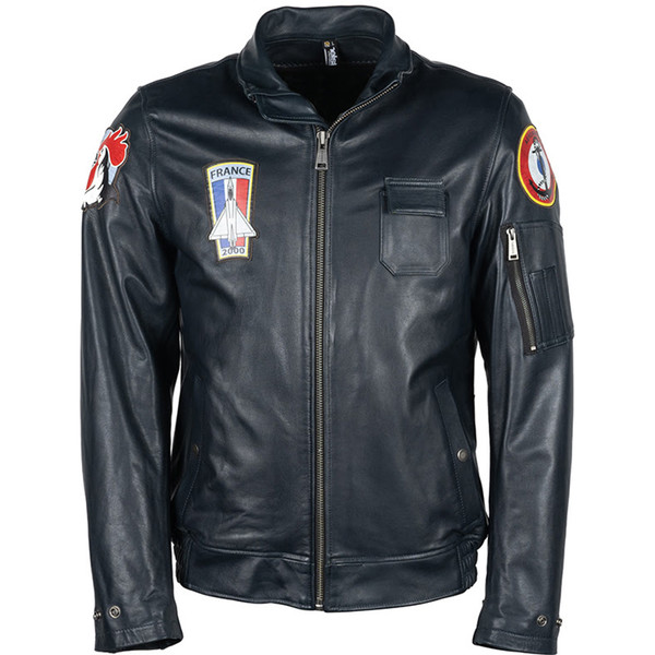 Helstons - Blouson Aeronef Cuir Rag Bleu