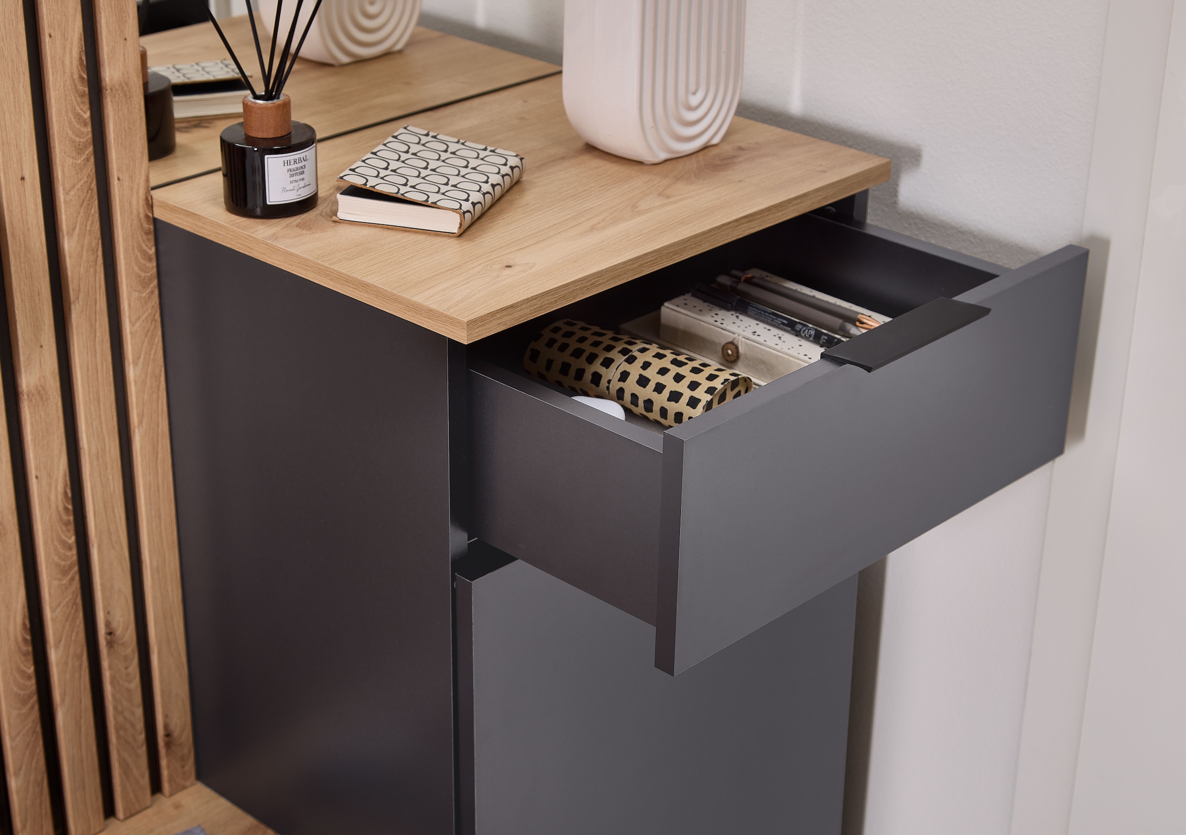 HBZ Kompaktgarderobe »Simple mit Spiegel, Flurgarderobe BxHxT 88x195x35 cm« 4 Stk. tlg. mit Bank, Paneel, Schuhkommode mit Schubkasten und Spiegel