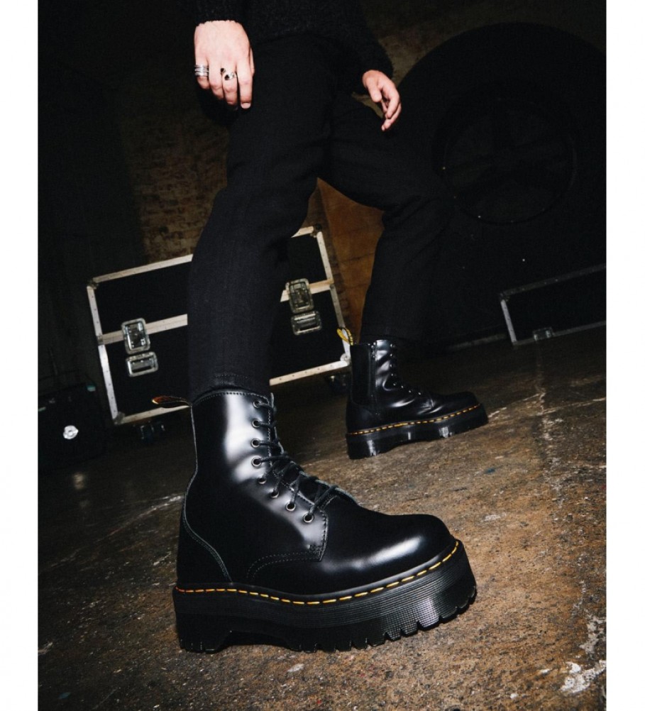 Botas Dr. Martens Quad Retro Jadon em couro preto - Altura da plataforma: 4 cm -
