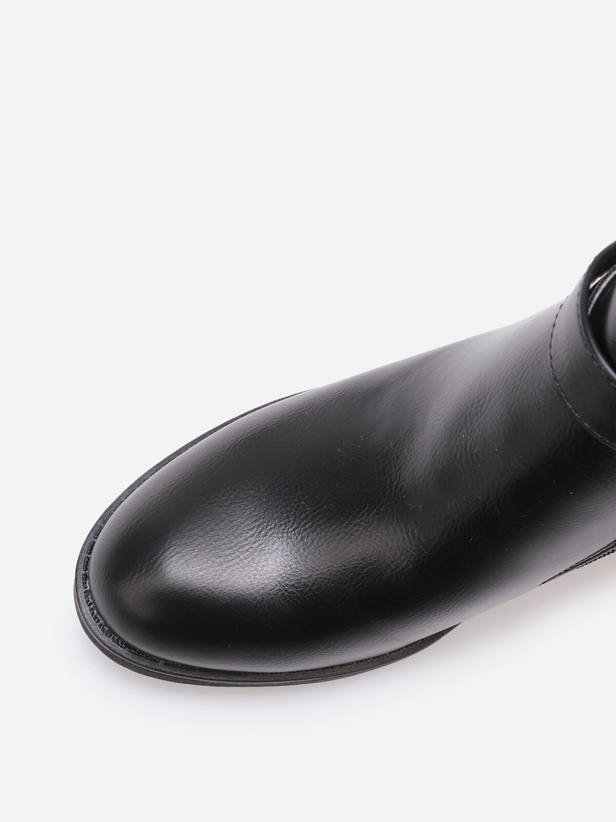 Bottines bi-matières à boucle dorée- Noir