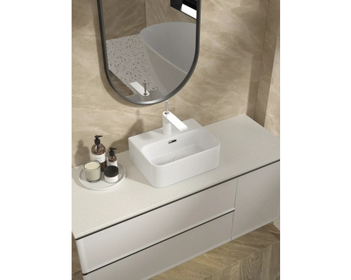 Jungborn THREE wastafel, 39 x 30 cm, glanzend wit, inclusief keramische afvoerplug