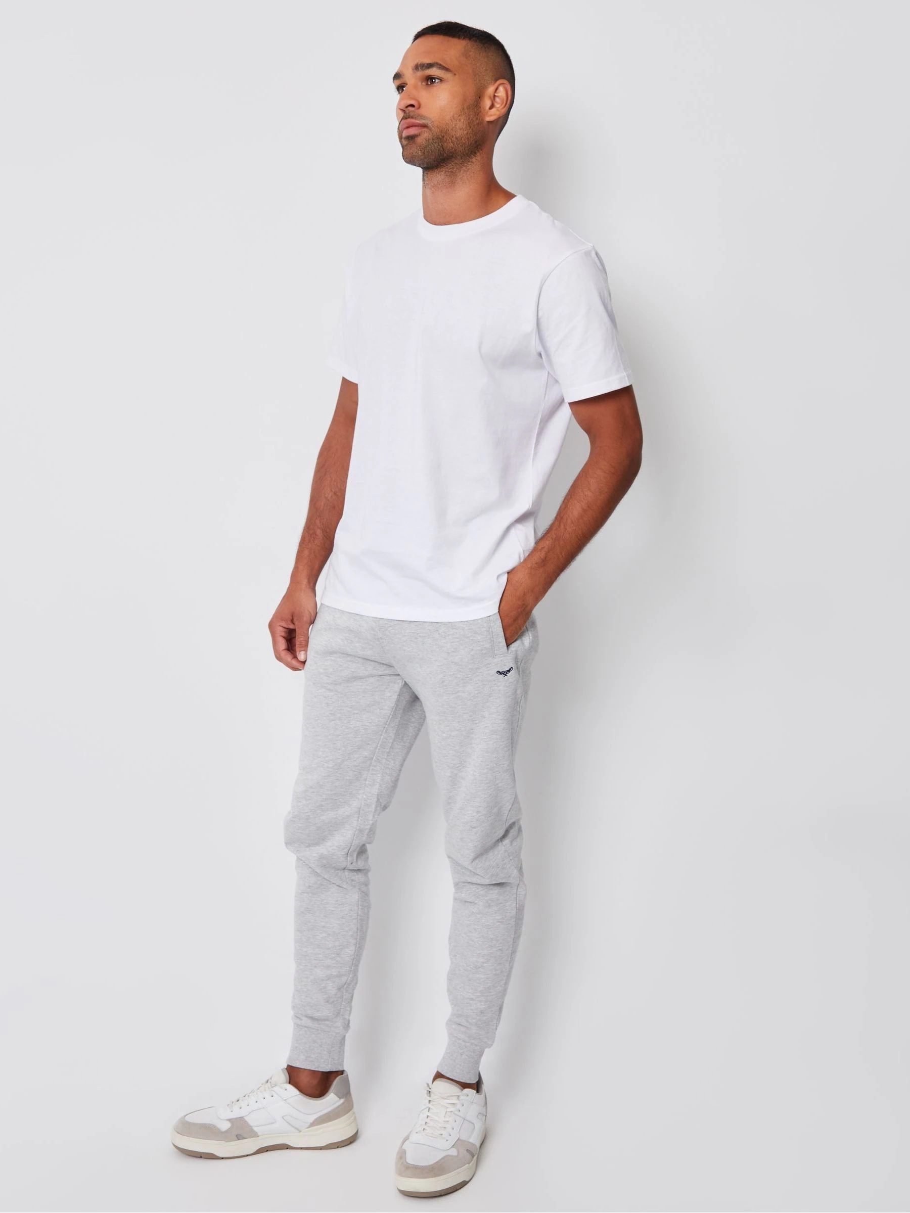 Lichtgrijs - Threadbare - Katoenen Blend joggingbroek