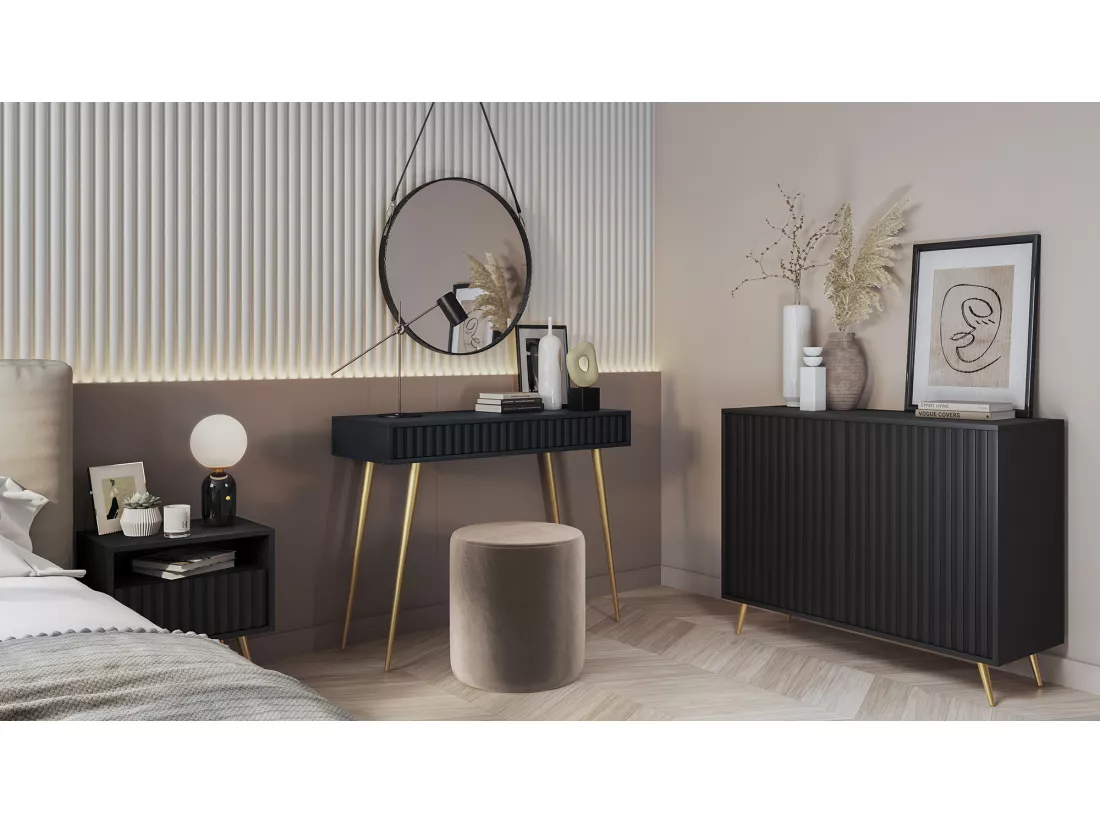 Coiffeuse - 104 cm - noir - Bello