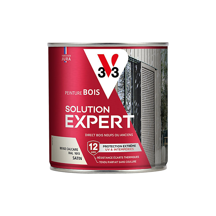 Peinture extérieure bois Solution expert beige calcaire satin V33 500ml