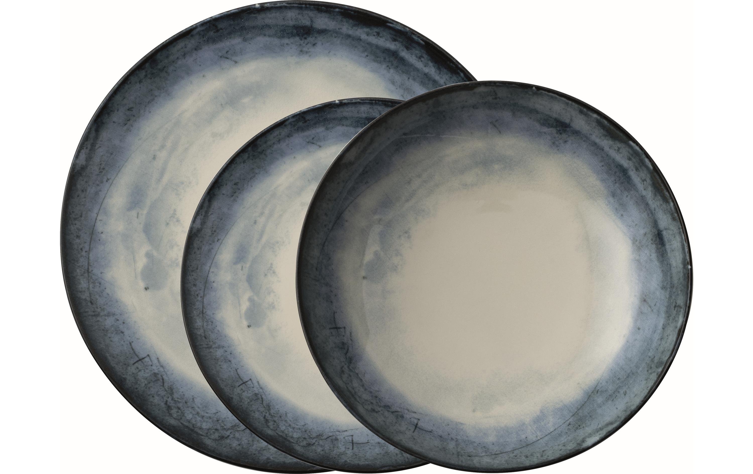 Speise-Service Shade Sea 12 Stück, Blau/Weiss<br>Teller Service Set aus Porzellan
