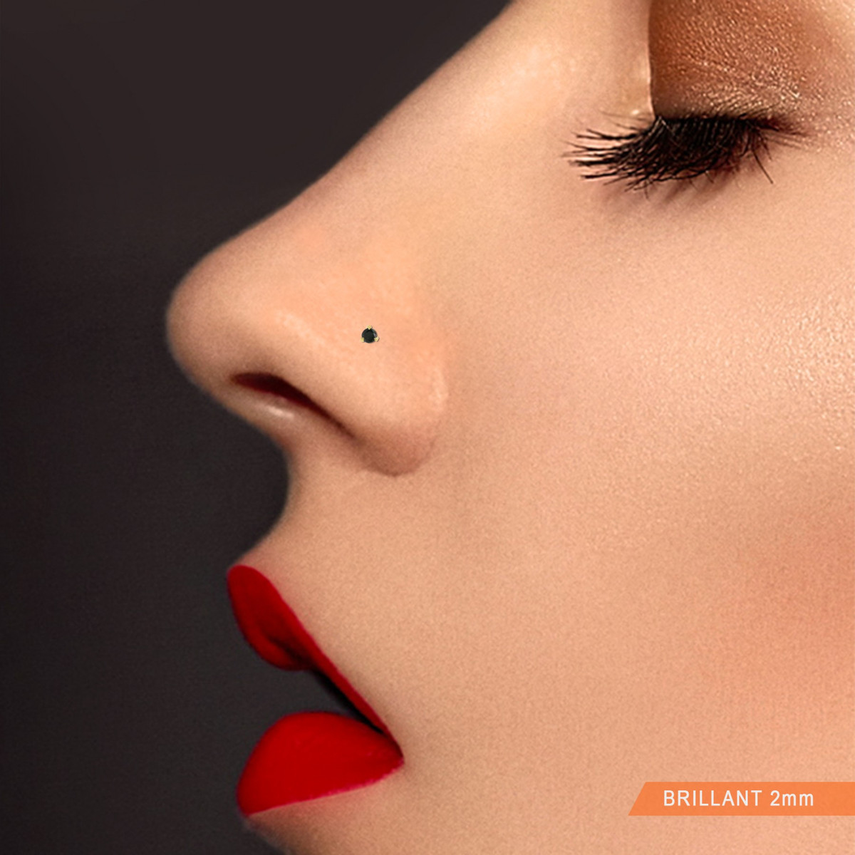Piercing de nez zircon noir or jaune barre en U