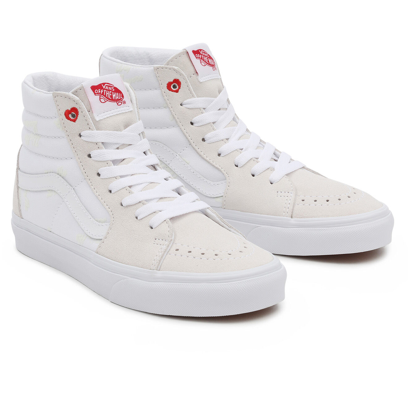 Vans Sneakers en Velours de Cuir & Textile SK8-Hi beige/blanc