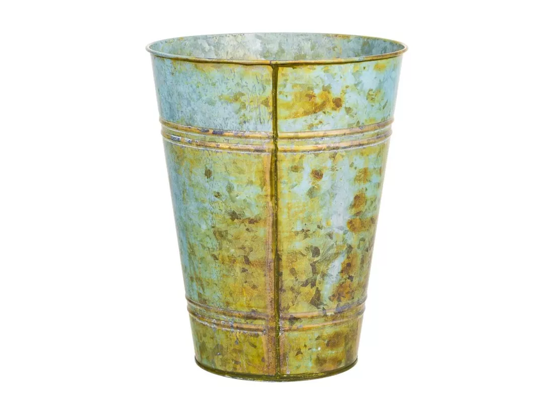 Vase en métal vert d20.5x25h b:13