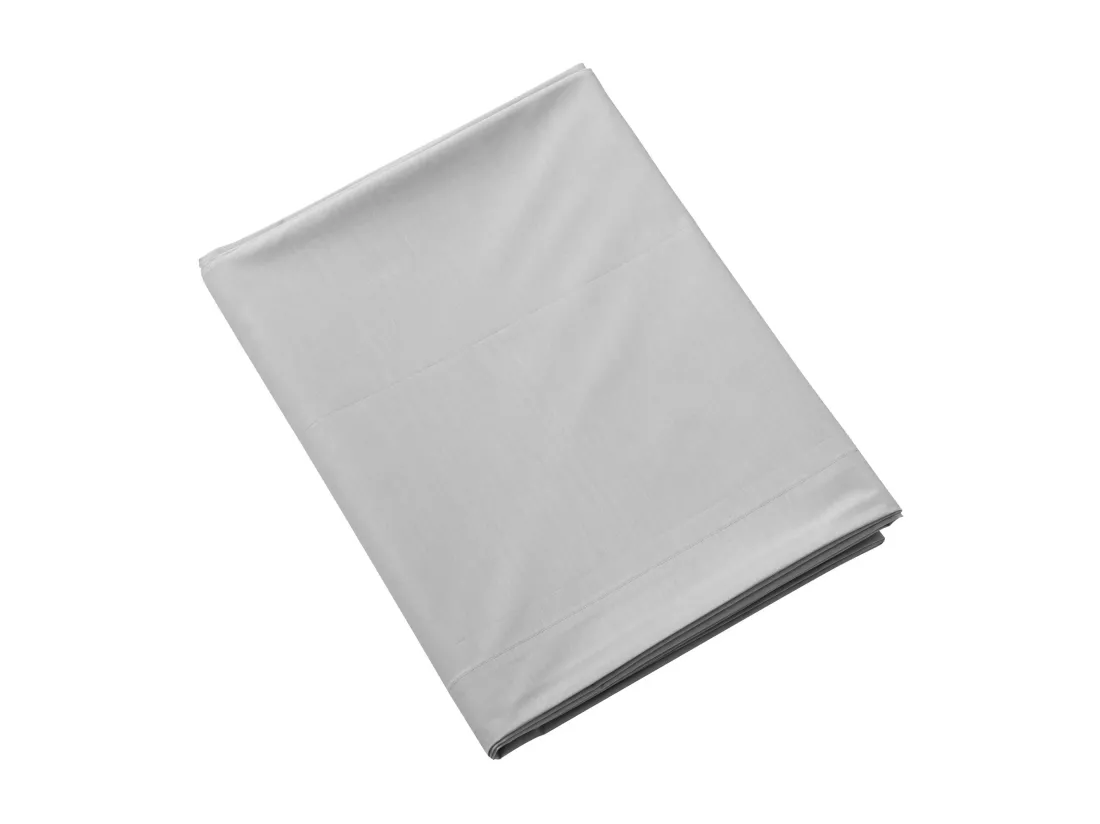 Drap plat coton percale Gris 270x310 - SOMEO - MORPHEE