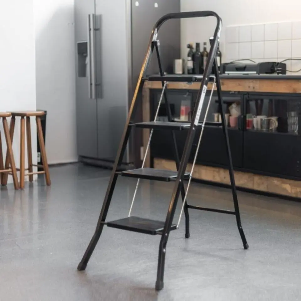 Huishoudtrap 4 Treden - Zwart - Anti-Slip - Keukentrap