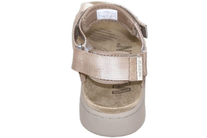 WODEN LINE SILVER MINK SANDAL I SANDFARVET TEKSTIL