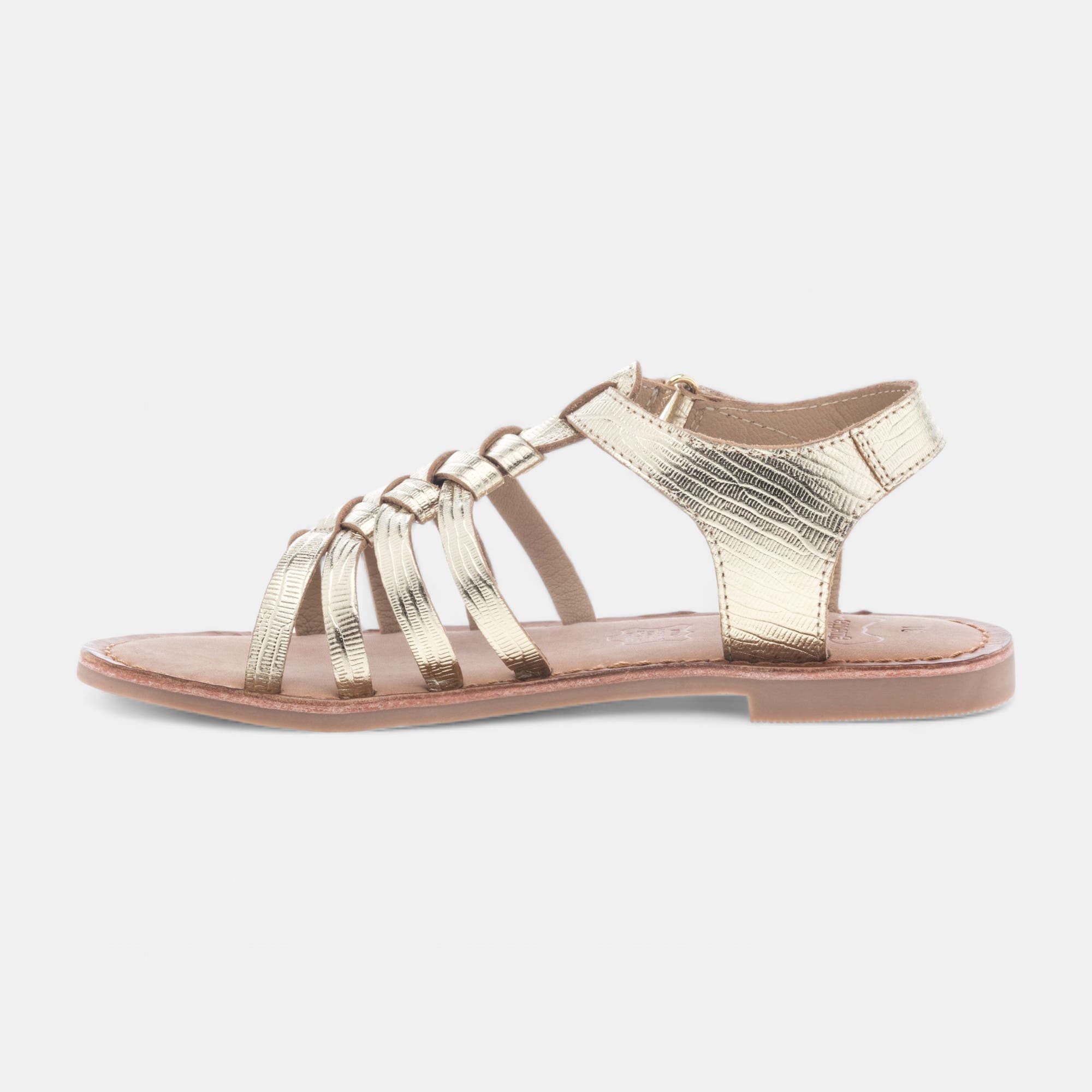 Nu-pieds Fille en cuir or