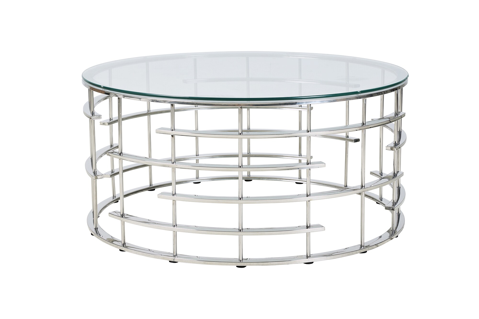 Couchtisch Ø 80 cm silber Glastisch Beistelltisch Sofatisch Wohnzimmertisch