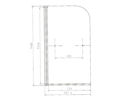 Badscherm, 1-delig, SCHULTE Komfort, 80 x 140 cm, helder glas, profielkleur wit, D2650 04 50 140