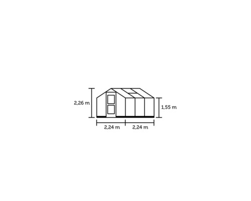 JULIANA Compacte kas 5,0 m² 3 mm veiligheidsglas 224 x 224 cm antraciet/zwart
