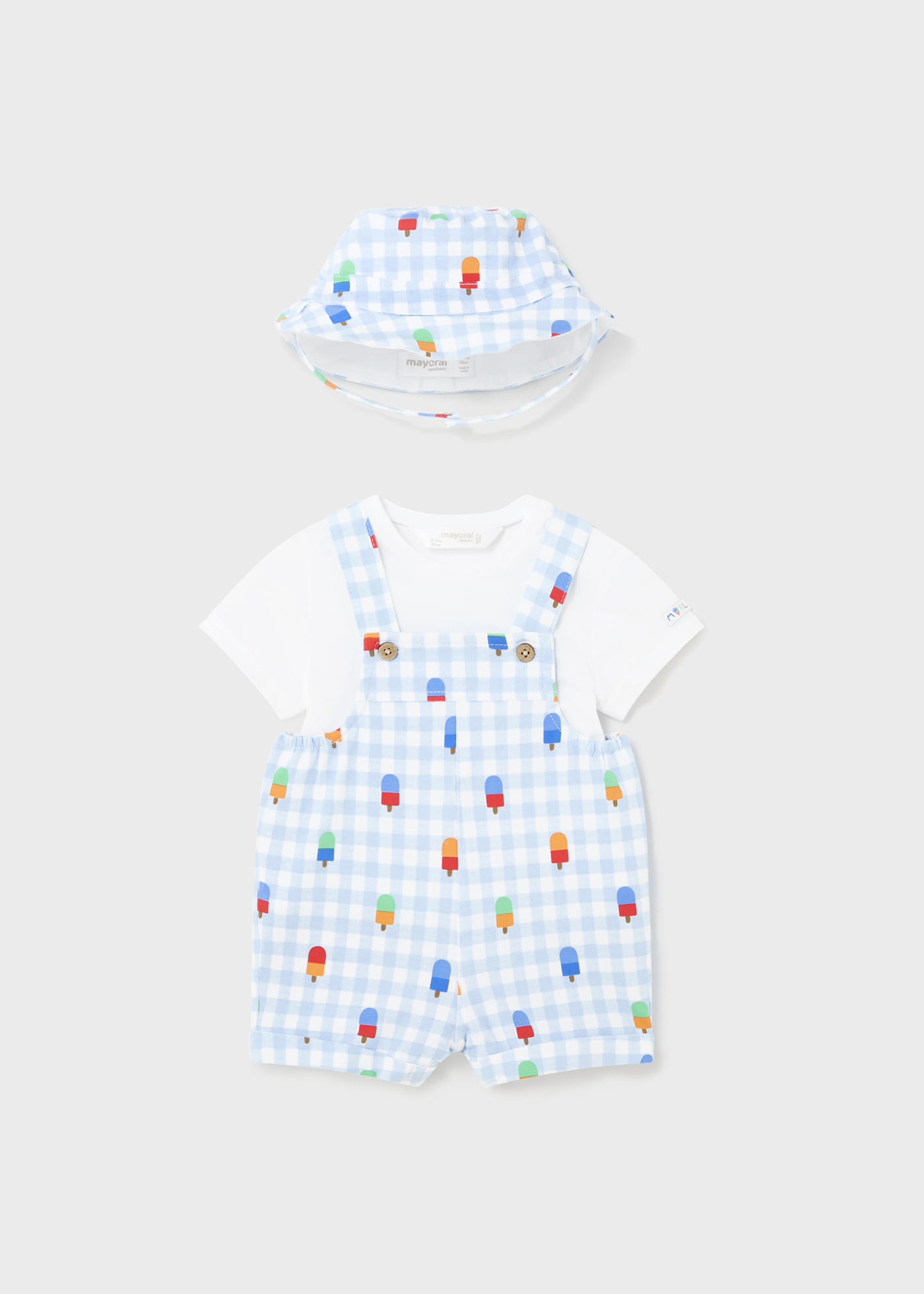 Conjunto de 3 peças Better Cotton com estampa de couve para recém-nascidos.