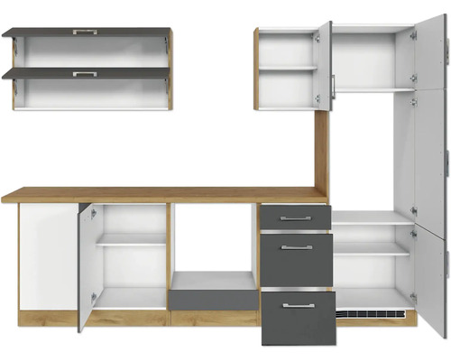Held Furniture hoekkeuken zonder apparatuur Sorrento 210 cm antraciet mat gedemonteerd omkeerbaar model 1016.6280