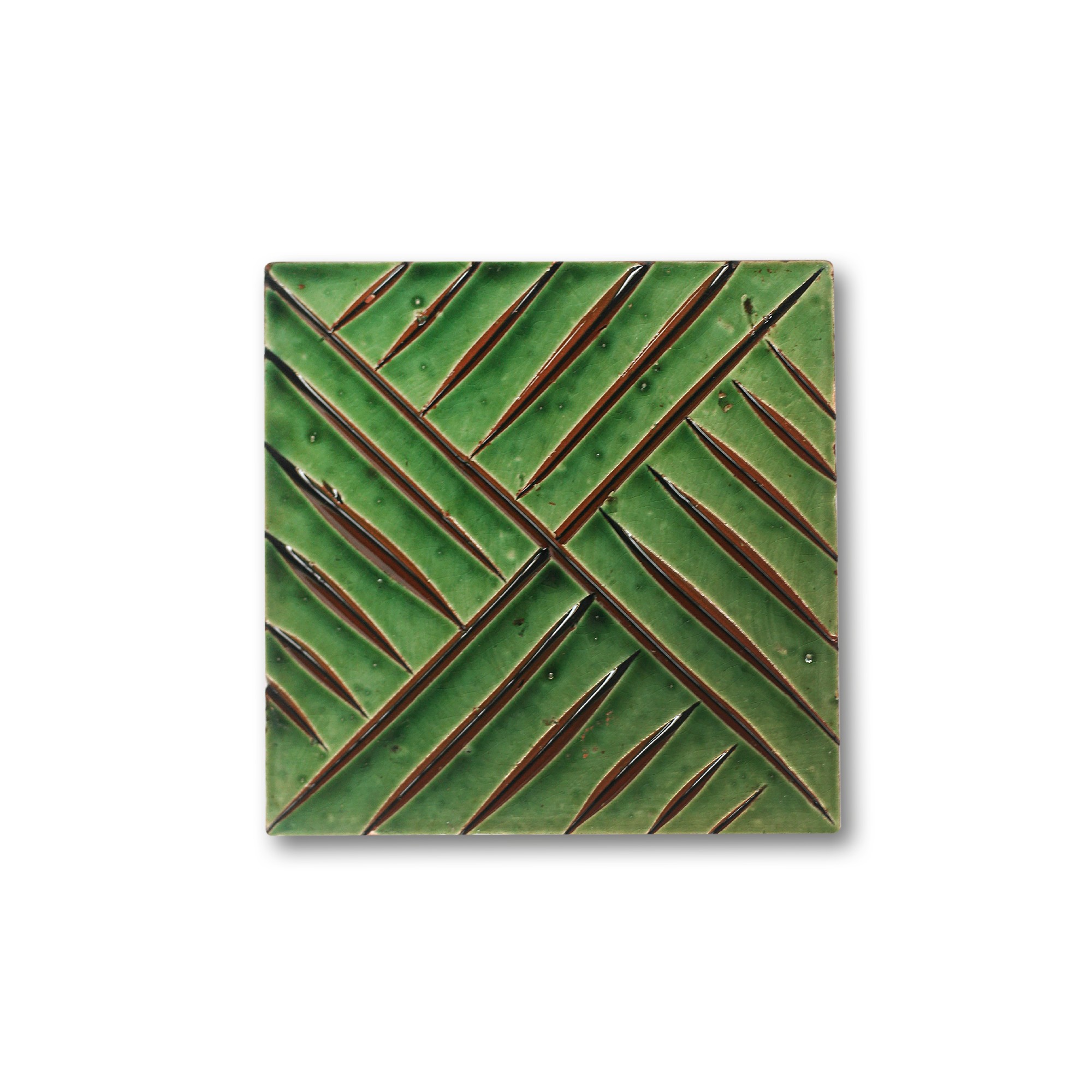 Kachel 'Broderie Craquelé verde', grün, T 10 cm, B 10 cm, H 1 cm von fischer's lagerhaus