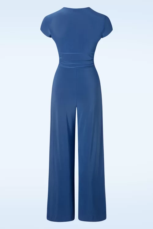 Vintage Chic for Topvintage Meadow knot jumpsuit in korenbloem blauw