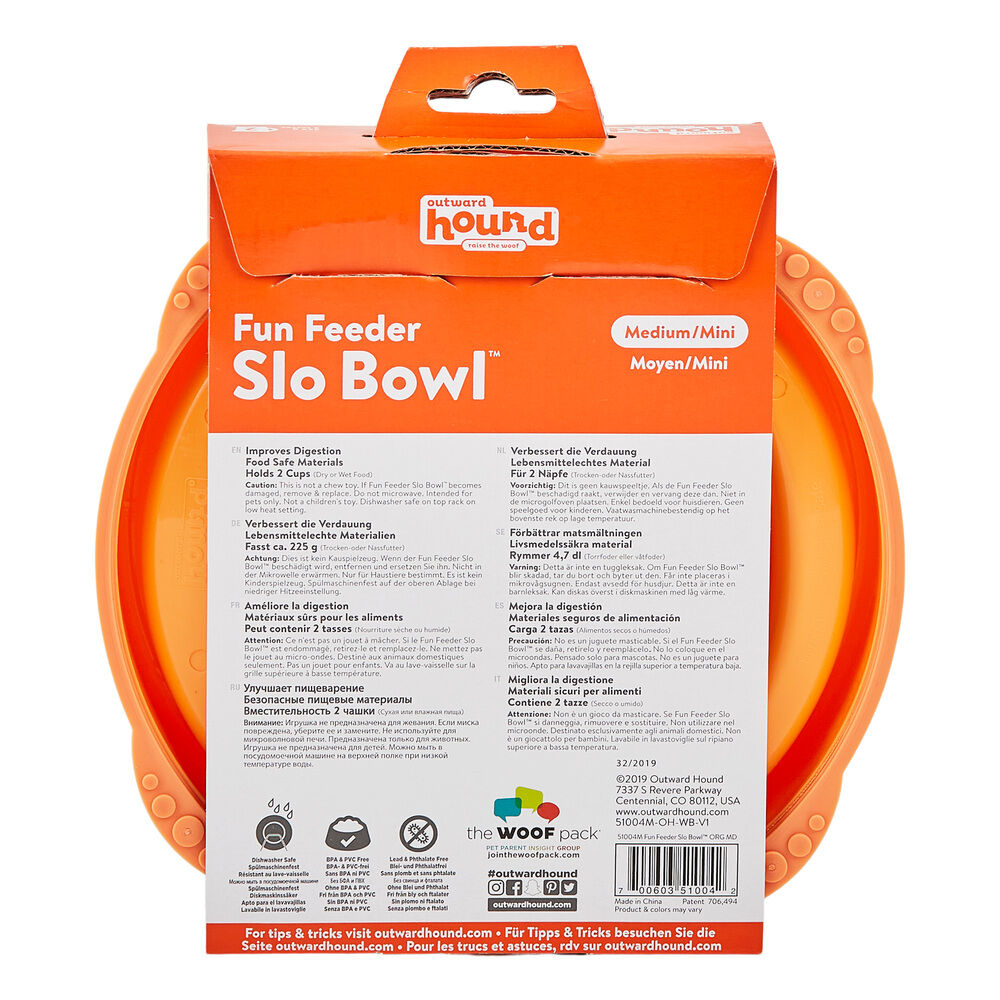 Outward Hound Anti schrokbak - Voerbak Hond - Oranje - 21 cm
