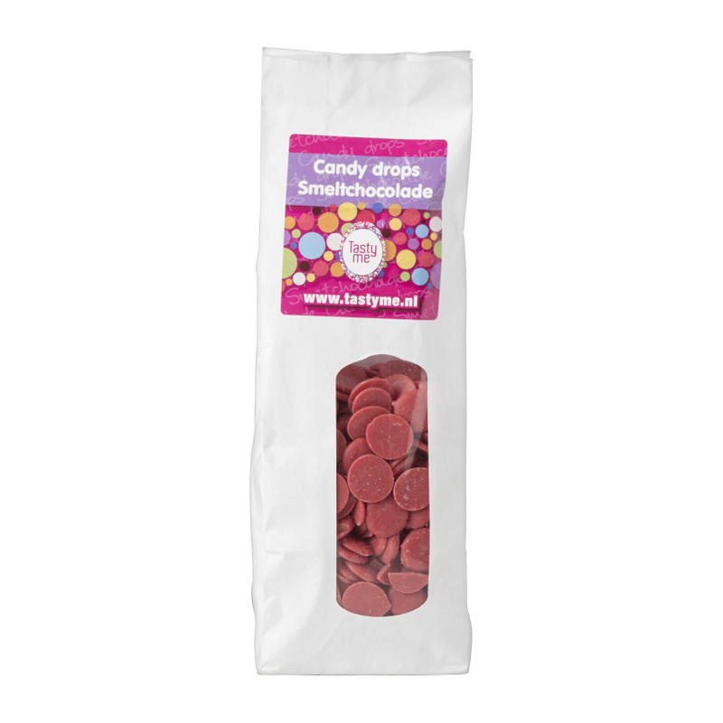 Tasty Me candy drops/smeltchocolade - roze - 330 gram