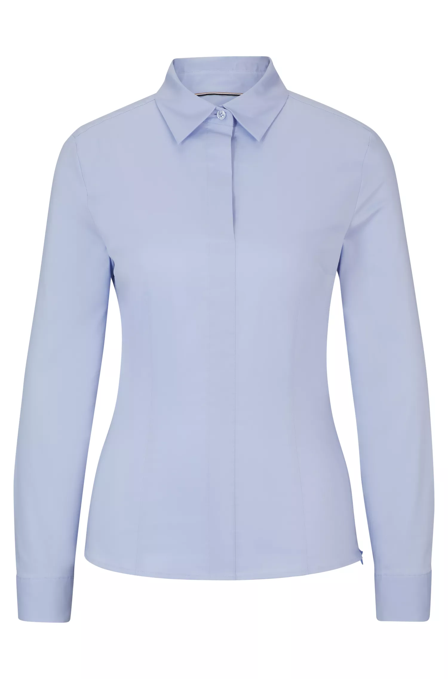 Blusa BOSS preta de corte justo em mistura de algodão.