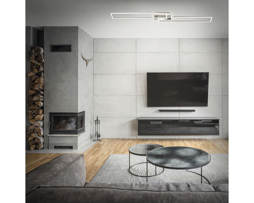 LED plafondlamp, dimbaar, CCT 40W, 5200 lm, 2700-6500 K, 24,8 x 47,5 cm + afstandsbediening, aluminium/chroom