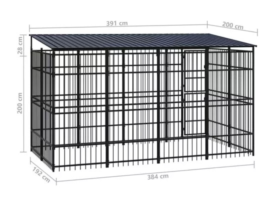 Chenil cage enclos pac noire 384 x 192 x 200 cm 02_0041766