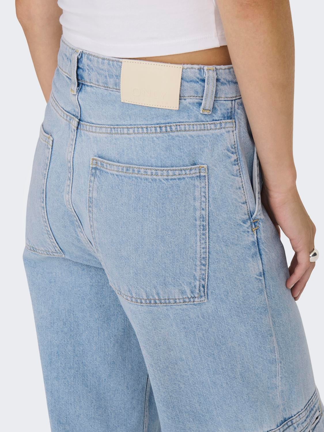 ONLHOPE Sehr hohe Taille Weiter Beinschnitt Jeans Light Blue Denim