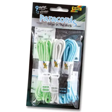 Folia Paracord Set Glow in the dark, 3 Schnüre à 3 m und 3 Verschlüsse
