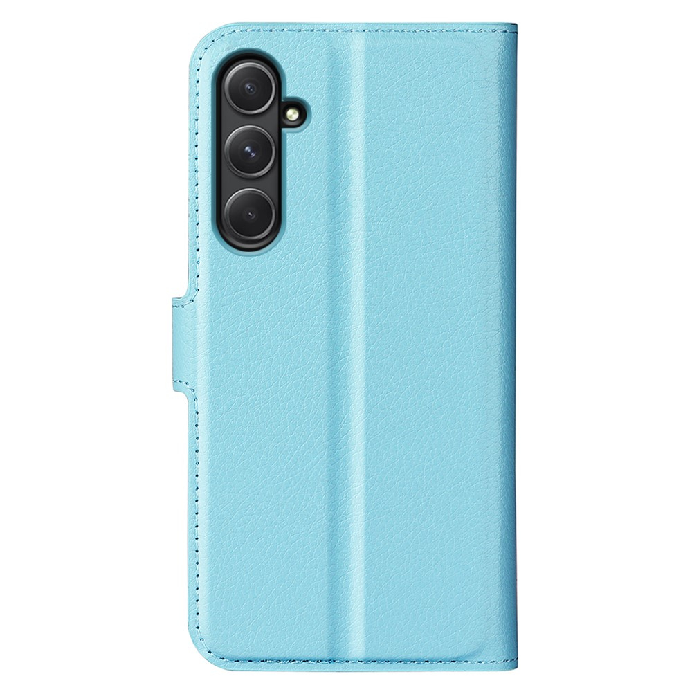 Samsung Galaxy A55 Leder Tasche Flip Cover Litchi Look - Blau