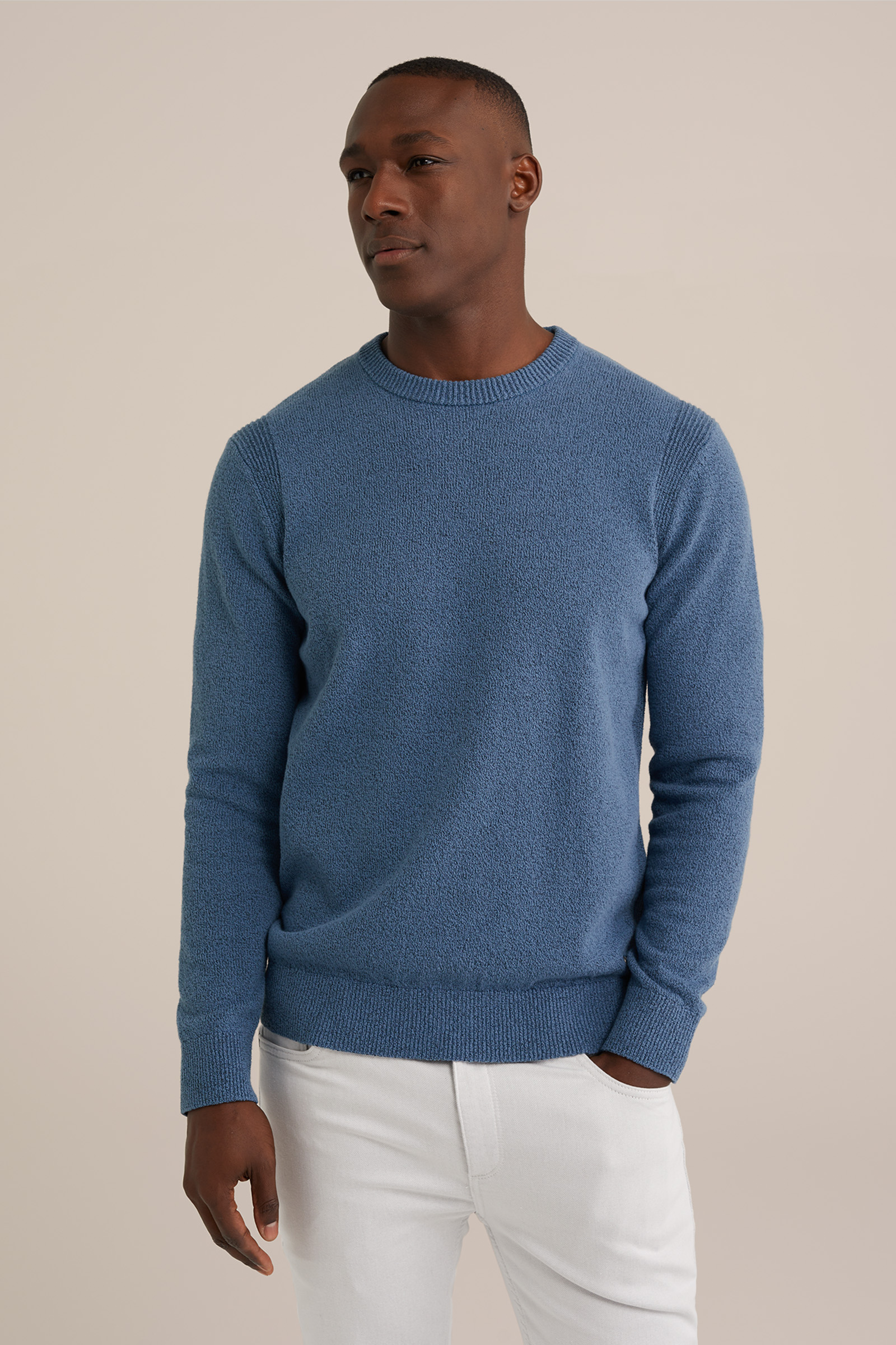 trui met structuur WE Fashion Grijsblauw