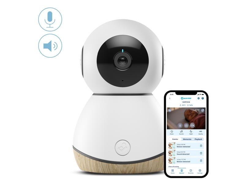 MAXI-COSI Babyphone See White Wood Video-Babyphone mit HD-Live-Streaming
