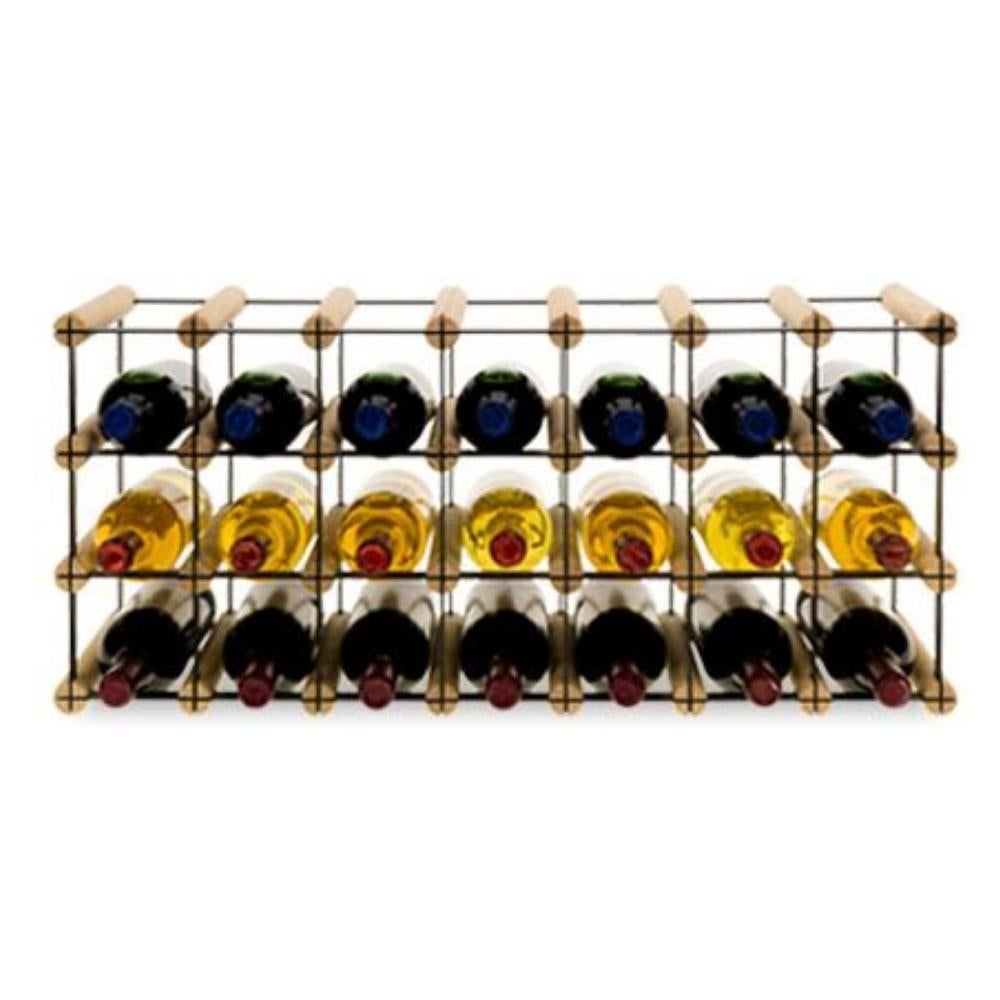 PROREGAL Modulair Wijnrek Vinotega Mod Metaal HxBxD 32,5 x 72,5 x 24,5 cm 7 x 3 Flessen Massief Dennenhout Natuurlijk