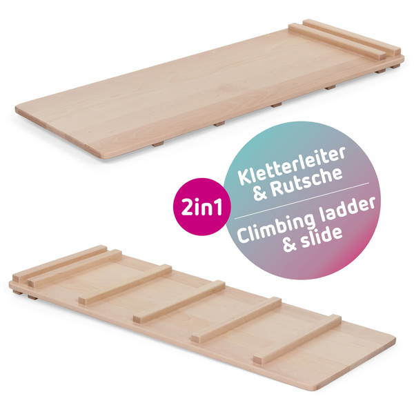 babybaybabybay   Kletterleiter und Rutsche Littlefoot 2in1 natur lackiert