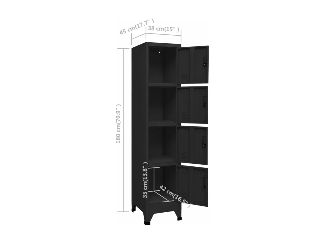Armoire à casiers Noir 38x45x180 cm Acier