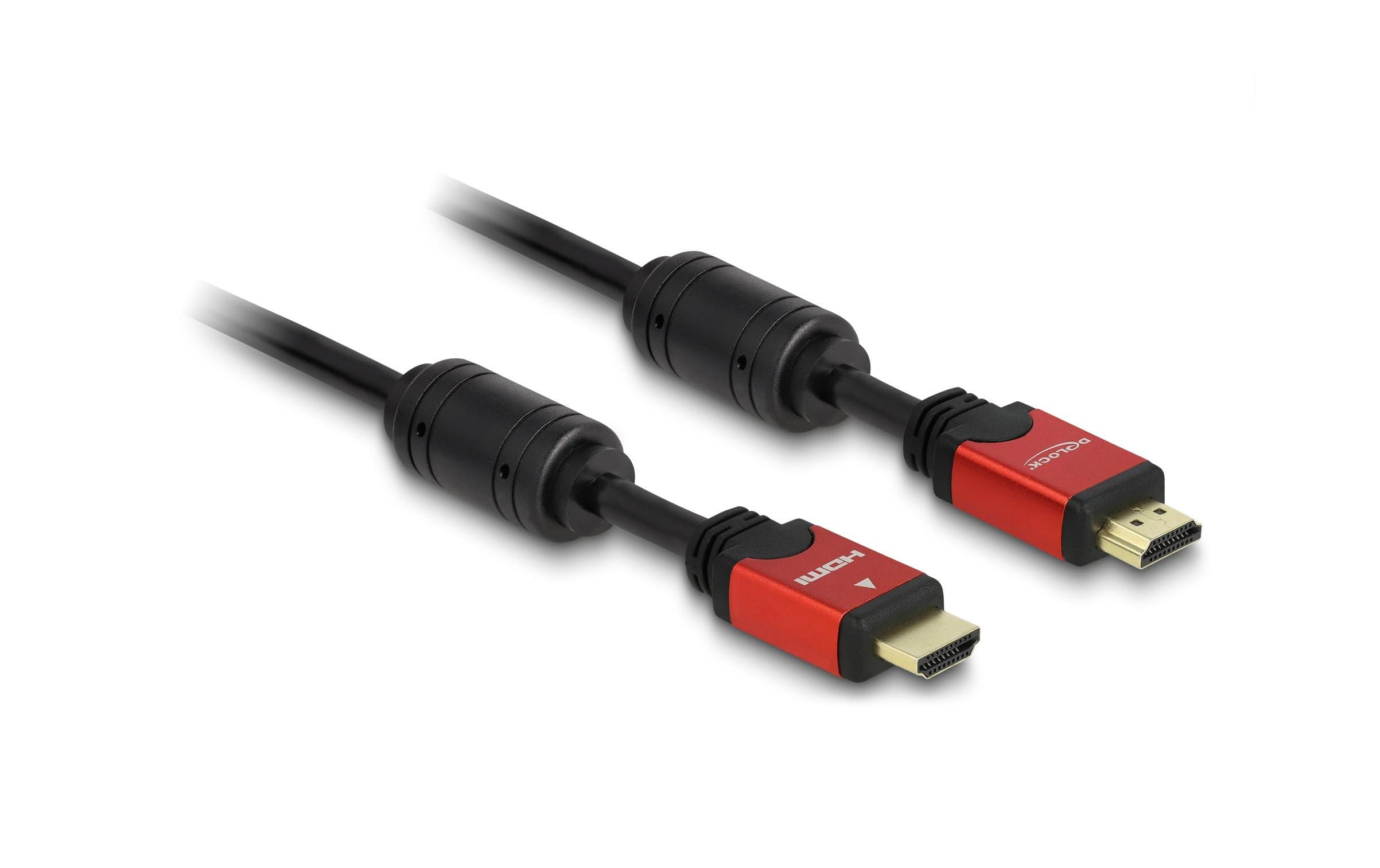 Kabel 4K 30Hz HDMI - HDMI, 5 m, Rot/SchwarzDelock HDMI Kabel 4K 30 Hz 5 m