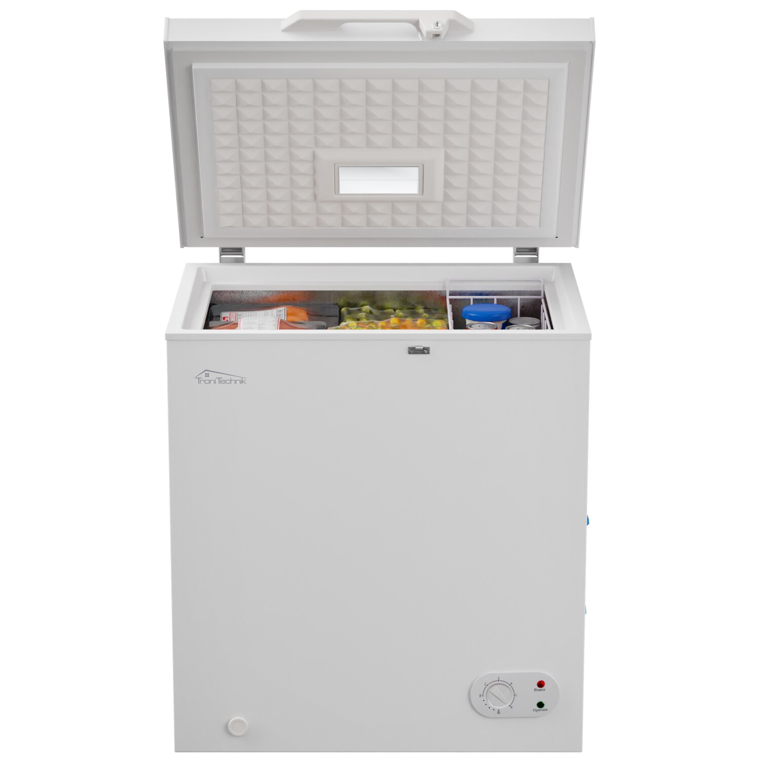 TroniTechnik® Gefriertruhe Kühltruhe BORGAR PRO mit 2in1 Gefrier- und Kühlfunktion | 160 Liter, 184kwh/Jahr, LED, Griff
