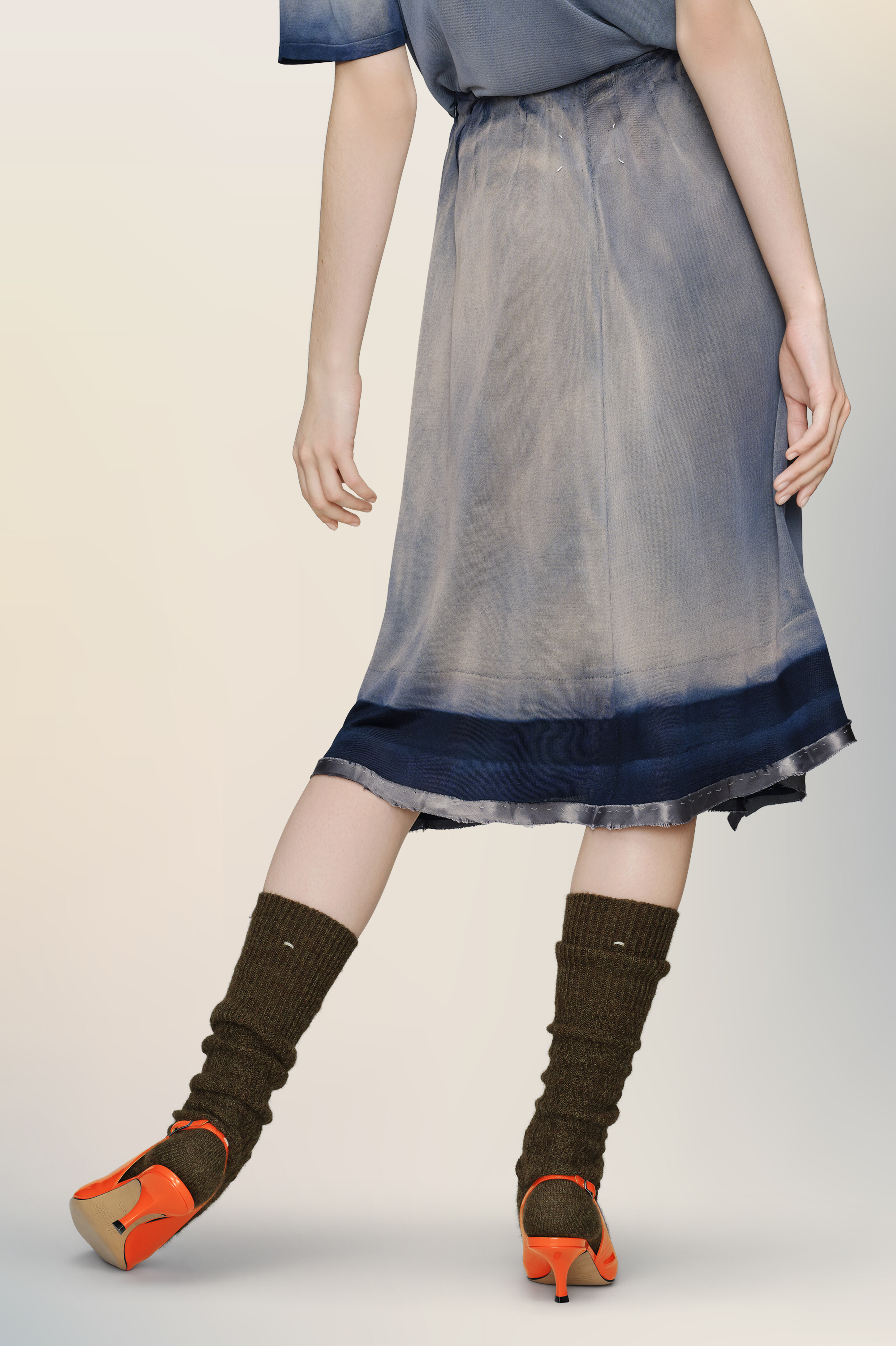Jupe midi sun-faded bleue en viscose pour femme