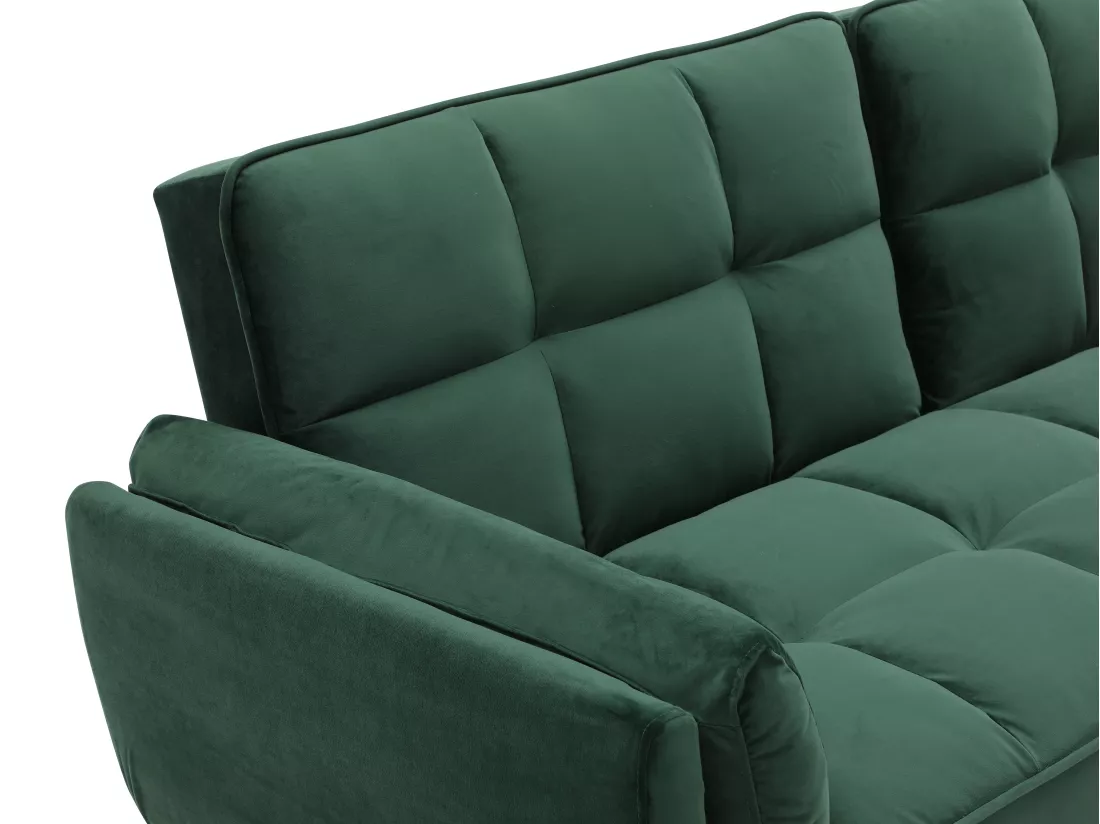 Canapé 3 places convertible clic-clac en velours vert GULCAN