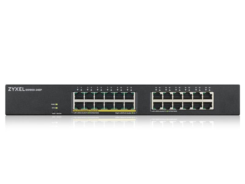 Zyxel PoE  Switch GS1900-24EP 24 Port Web-managed Switch mit 12 PoE-fähigen Gigabit-Ports