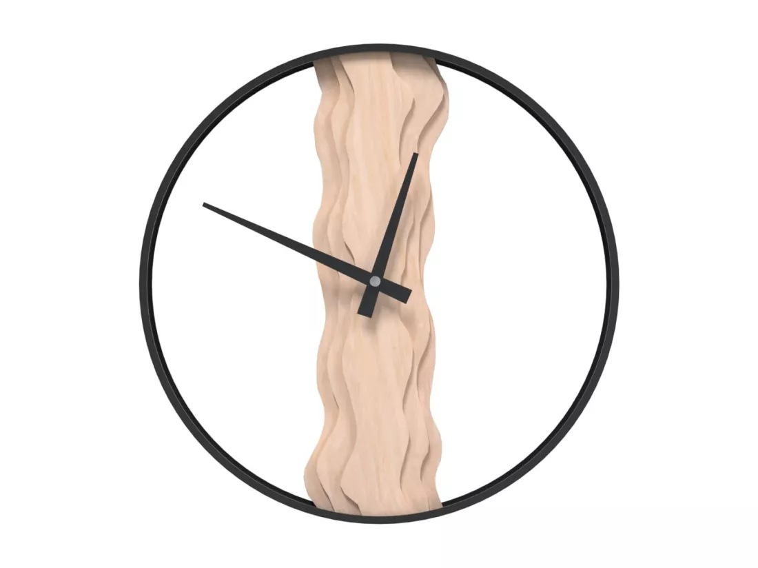 Horloge murale marron Ø35 cm fer et bois de chêne