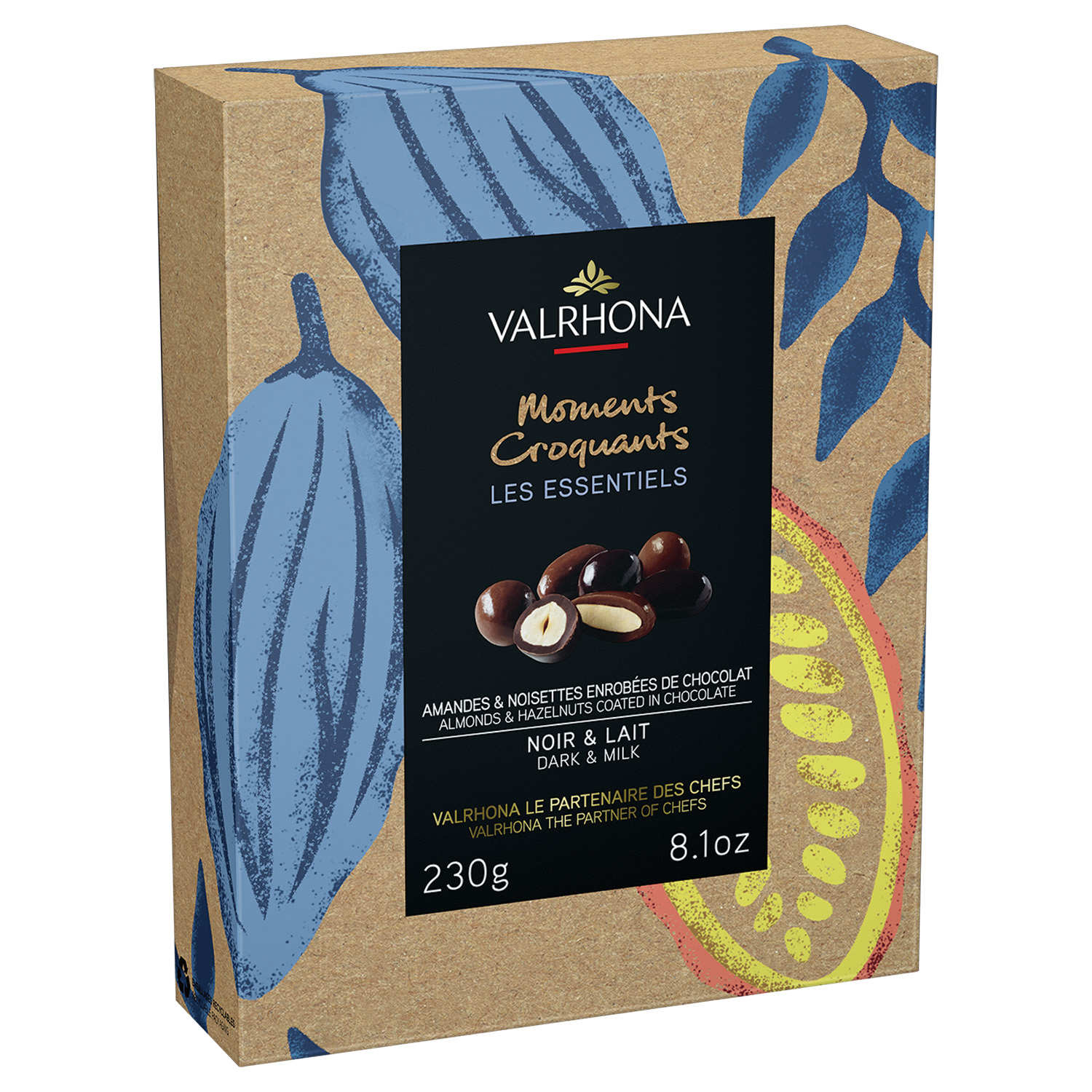 Coffret amandes et noisettes grand cru chocolat noir et lait - Valrhona