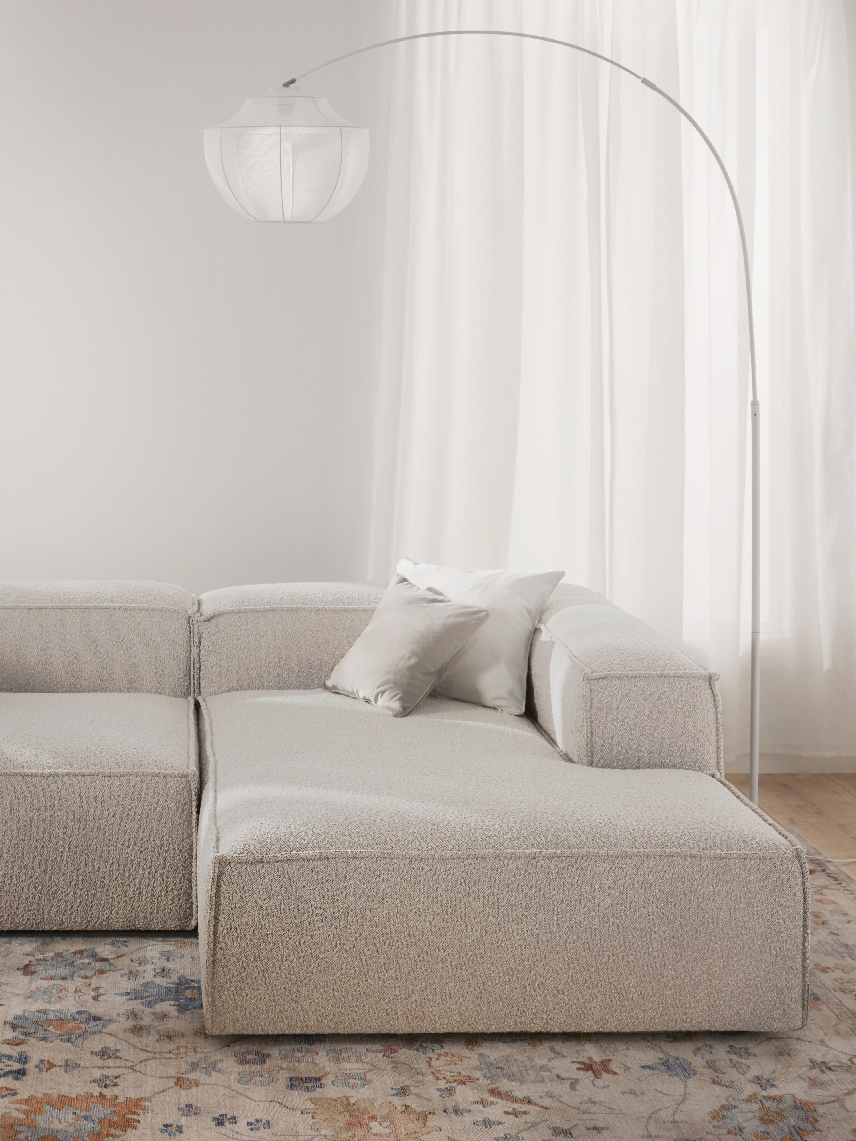 Chaise longue hoekmodule Lennon van bouclé