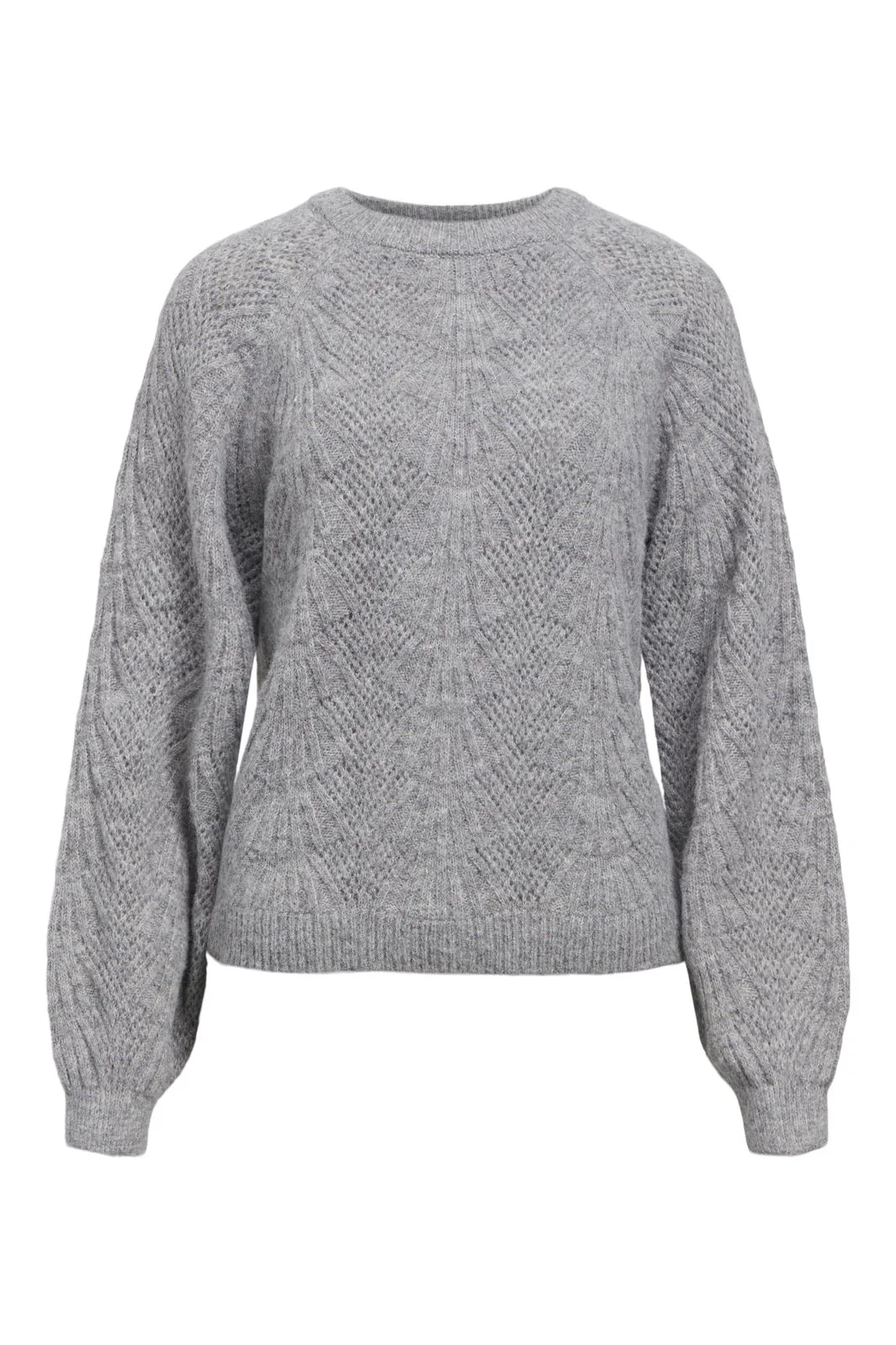 Object Objflora Re L/S Knit Pullover 4547971 medium grey melange